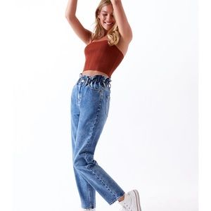 PacSun Blue paper bag waist mom jeans